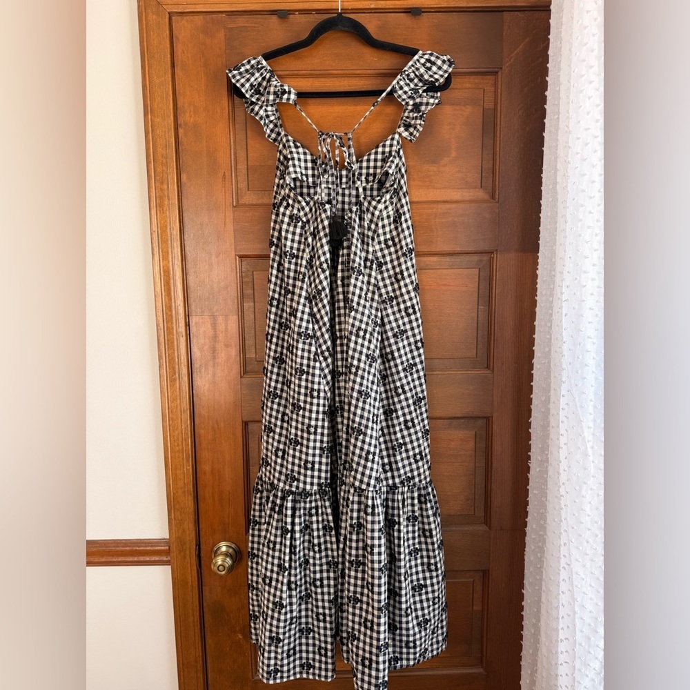 Madewell Ruffle-Hem Tent Midi Dress in Clip Gingham - Picture 9 of 9